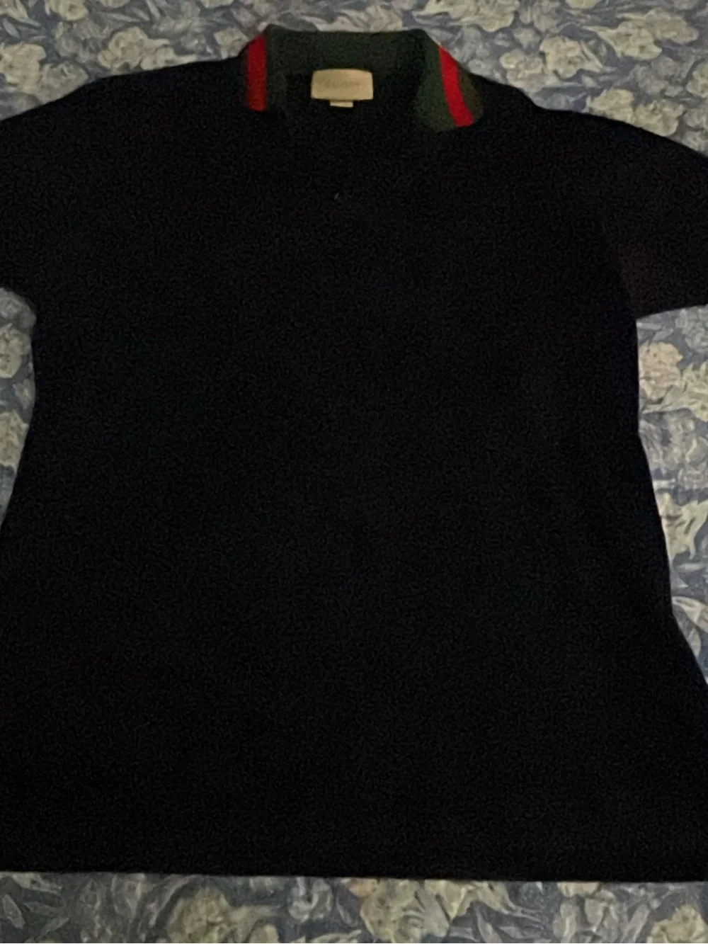Gucci Black Polo with Red Collar Accent
